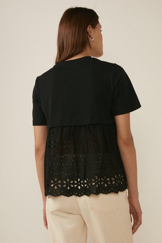 Oasis Broderie Mix Woven Back T Shirt 3