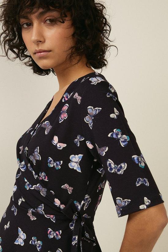 Oasis Butterfly Print Jersey Wrap Top 1