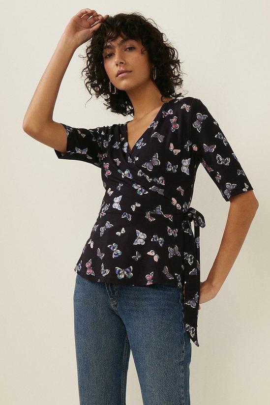 Oasis Butterfly Print Jersey Wrap Top 4