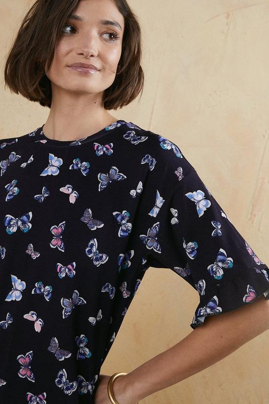 Oasis Butterfly Print Frill Sleeve T Shirt 4