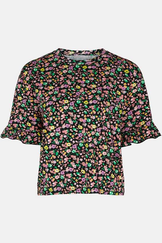 Oasis Darcey Ditsy Print Frill Sleeve T Shirt 5