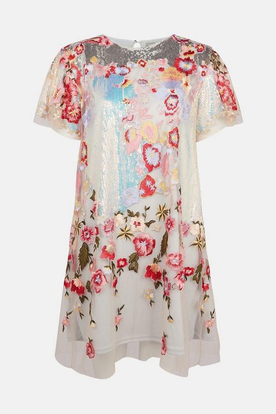 Oasis Embroidered Floral Sequin Shift Dress 5