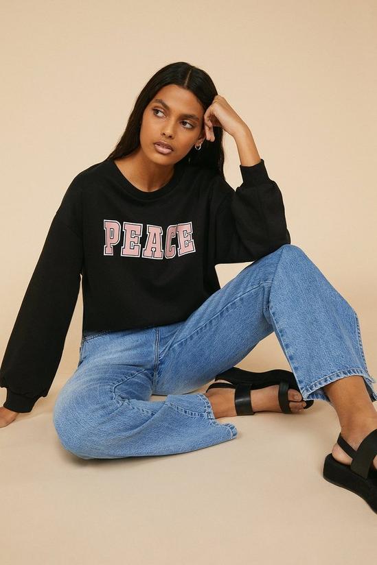 Oasis Peace Slogan Varsity Sweatshirt 1