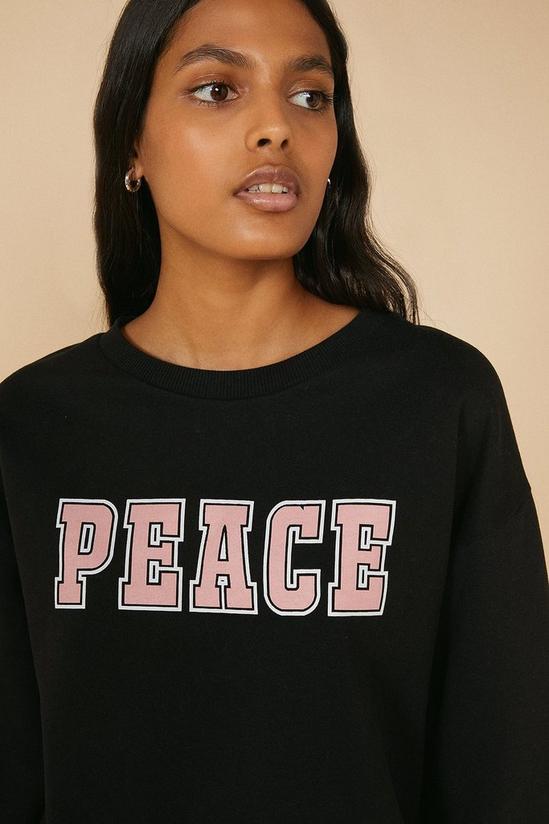 Oasis Peace Slogan Varsity Sweatshirt 4