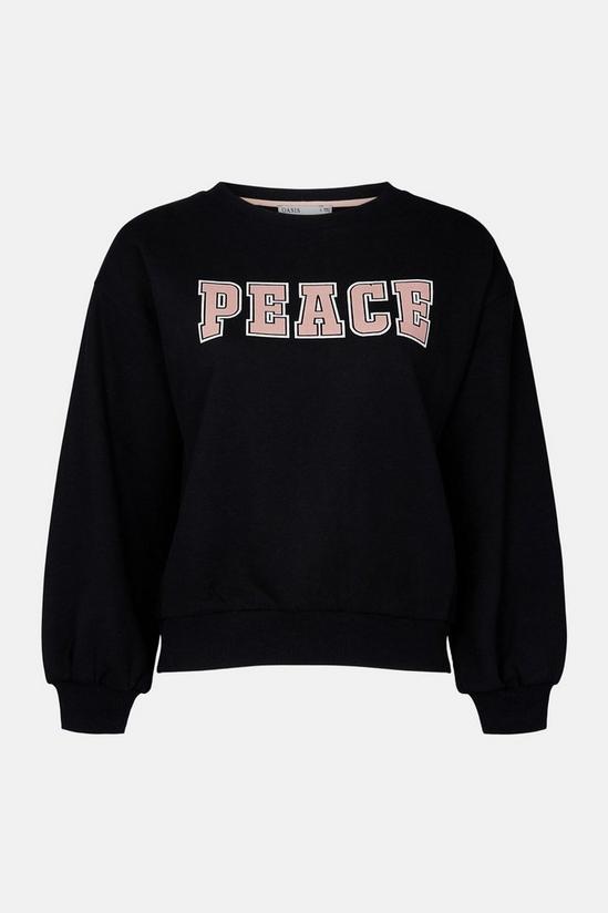 Oasis Peace Slogan Varsity Sweatshirt 5