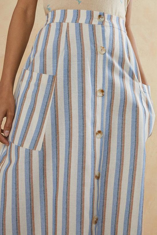Oasis Button Through Striped Midi Skirt 4