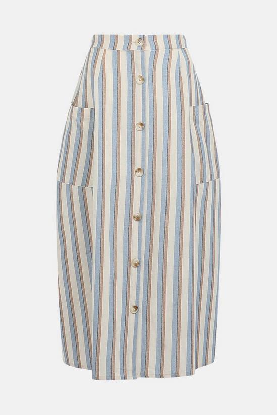 Oasis Button Through Striped Midi Skirt 5