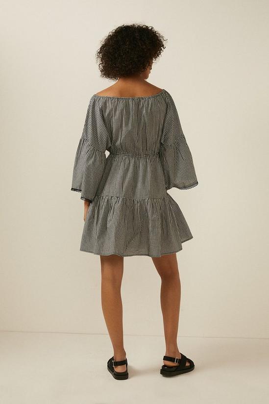 Oasis Gingham Bardot Long Sleeve Dress 3