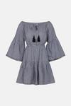 Oasis Gingham Bardot Long Sleeve Dress thumbnail 5