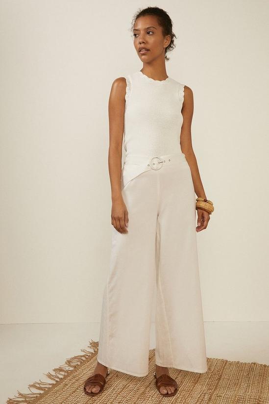 Oasis Belted Linen Look Trouser 1
