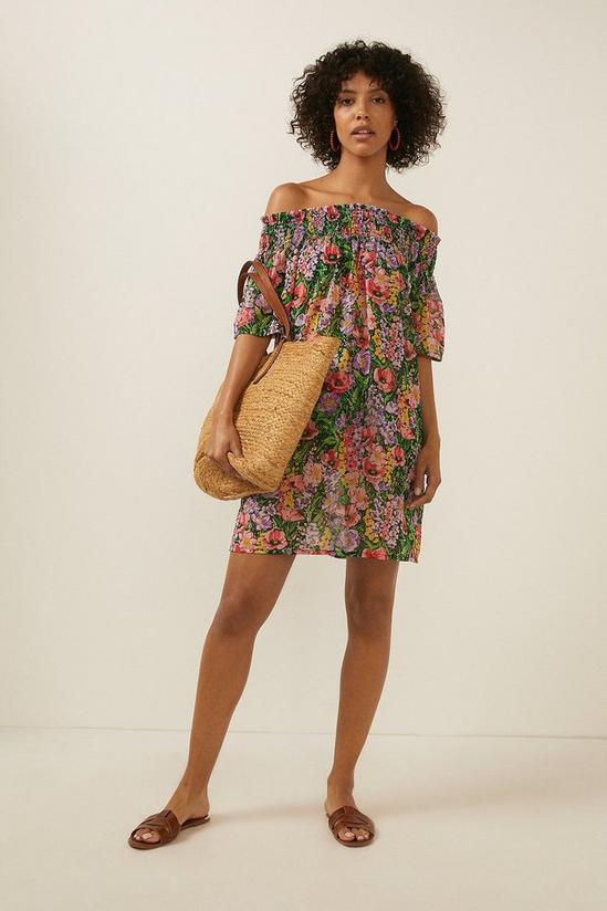 Oasis All Over Floral Shirred Bardot Dress 1