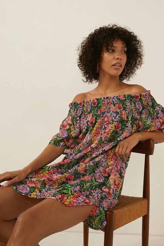 Oasis All Over Floral Shirred Bardot Dress 2