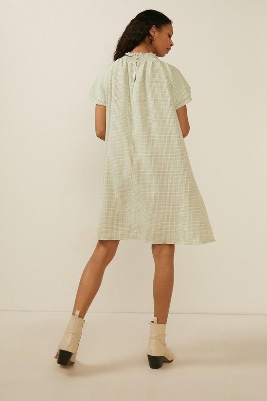 Oasis Shirred Neck Checkered Dress 3