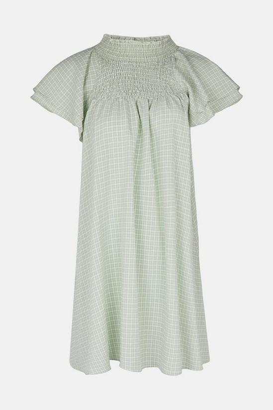 Oasis Shirred Neck Checkered Dress 5