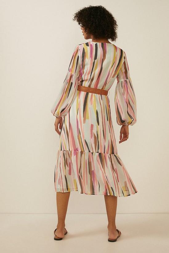 Oasis Coloured Striped Print Belted Midi Dress 3