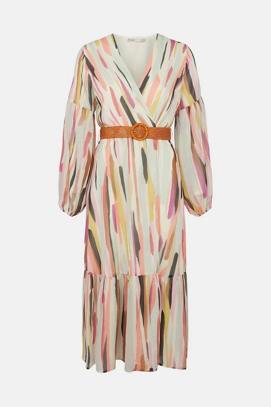Oasis Coloured Striped Print Belted Midi Dress 5