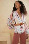 Oasis Stripe Printed Belted Wrap Top thumbnail 1