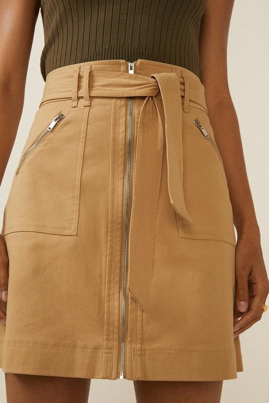 Oasis Zip Through Twill Denim Mini Skirt 4