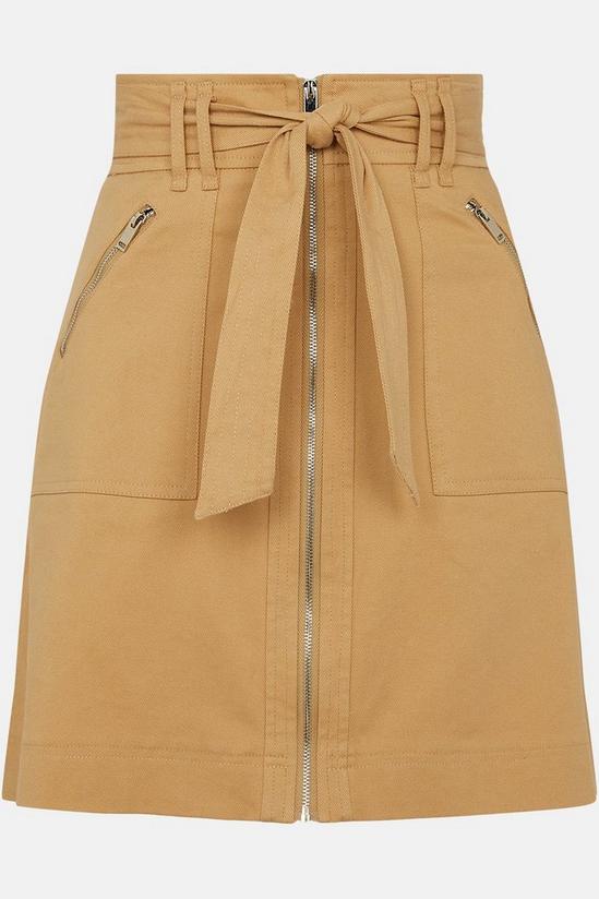 Oasis Zip Through Twill Denim Mini Skirt 5