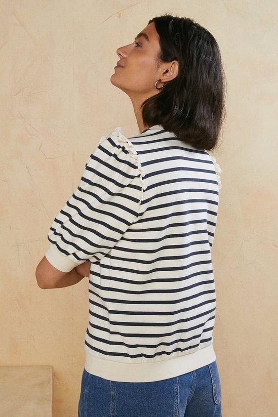 Oasis Stripe Broderie Frill T Shirt 3