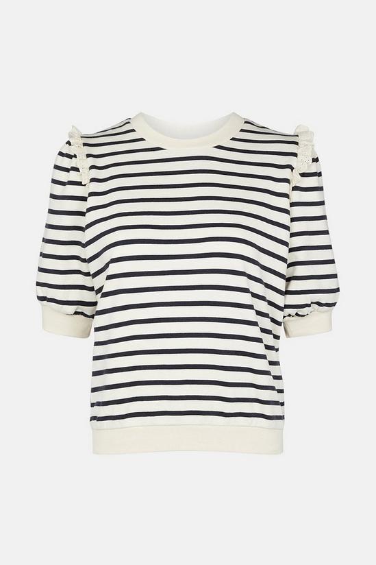 Oasis Stripe Broderie Frill T Shirt 5