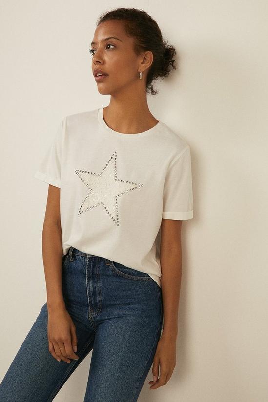 Oasis Lace Star Hotfix T Shirt 1