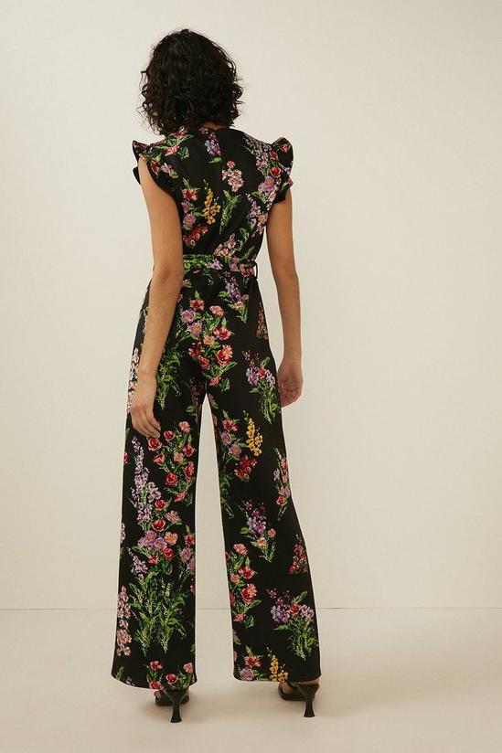 Oasis Black Floral Print Tie Waist Scuba Jumpsuit 3