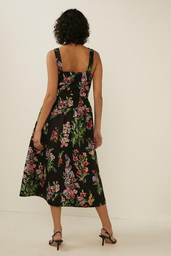 Oasis Black Floral Print Scuba Midi Dress 3