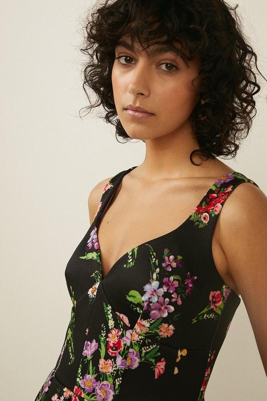 Oasis Black Floral Print Scuba Midi Dress 4