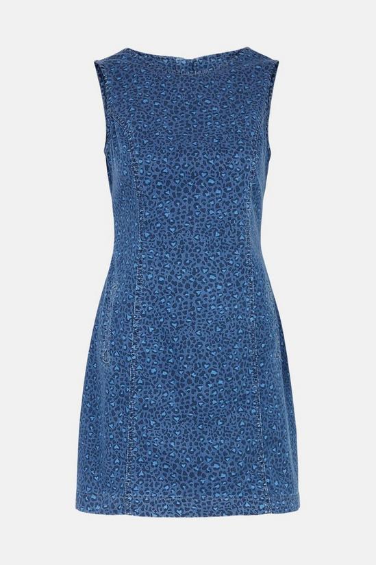 Oasis Leopard Print Denim Mini Dress 4