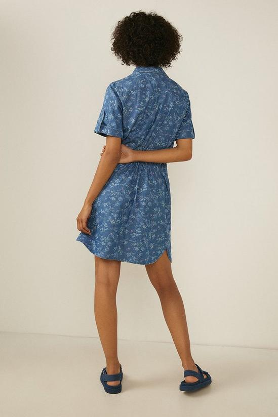 Oasis Floral Belted Chambray Dress 3