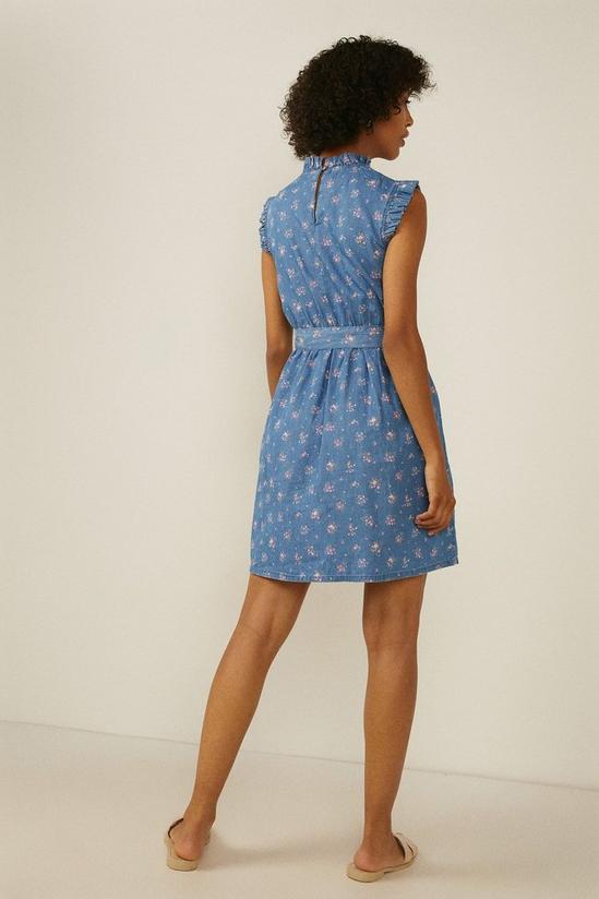 Oasis Ditsy Printed Chambray Belted Dress 3