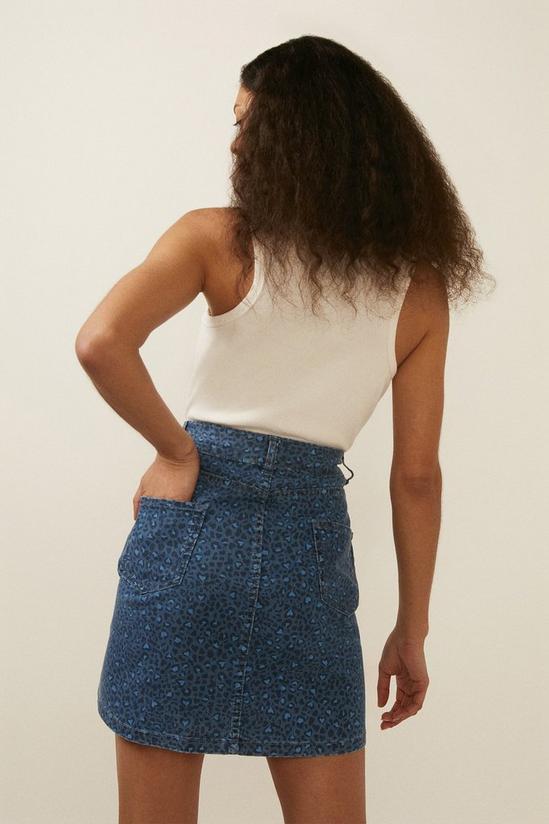 Oasis Leopard Print Denim Mini Skirt 3