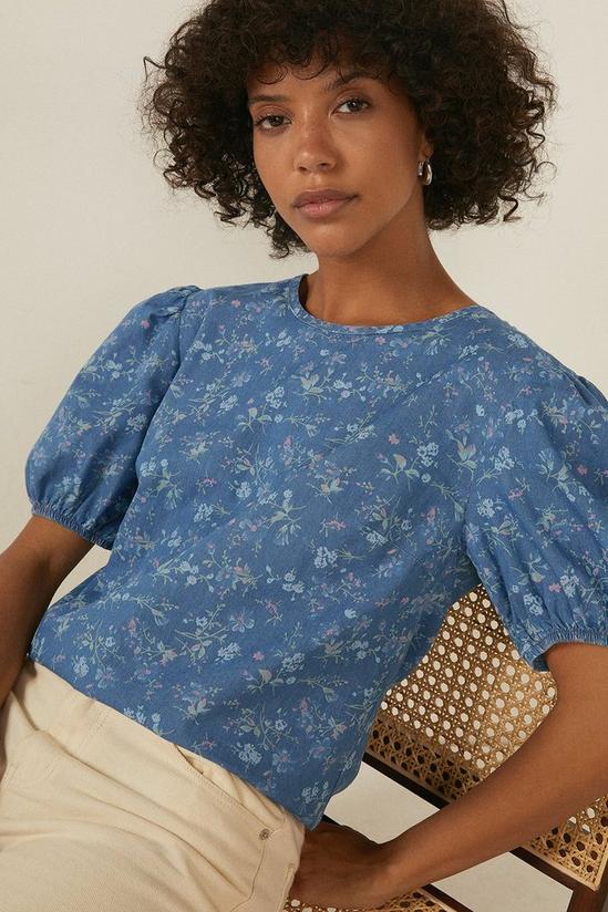 Oasis Floral Chambray Top 4