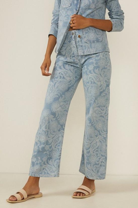 Oasis Paisley Printed Wide Leg Cropped Jean 2