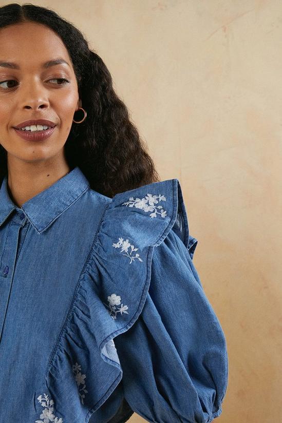 Oasis Ruffle Embroidered Detail Shirt 4