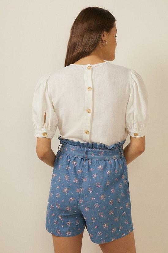 Oasis Ditsy Print Chambray Belted Short 3
