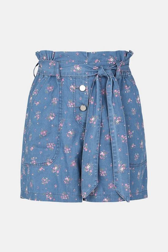 Oasis Ditsy Print Chambray Belted Short 5
