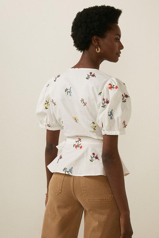 Oasis Ditsy Embroidered Poplin Wrap Top 3