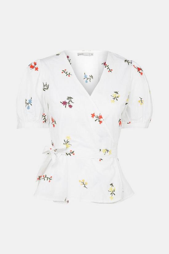 Oasis Ditsy Embroidered Poplin Wrap Top 5
