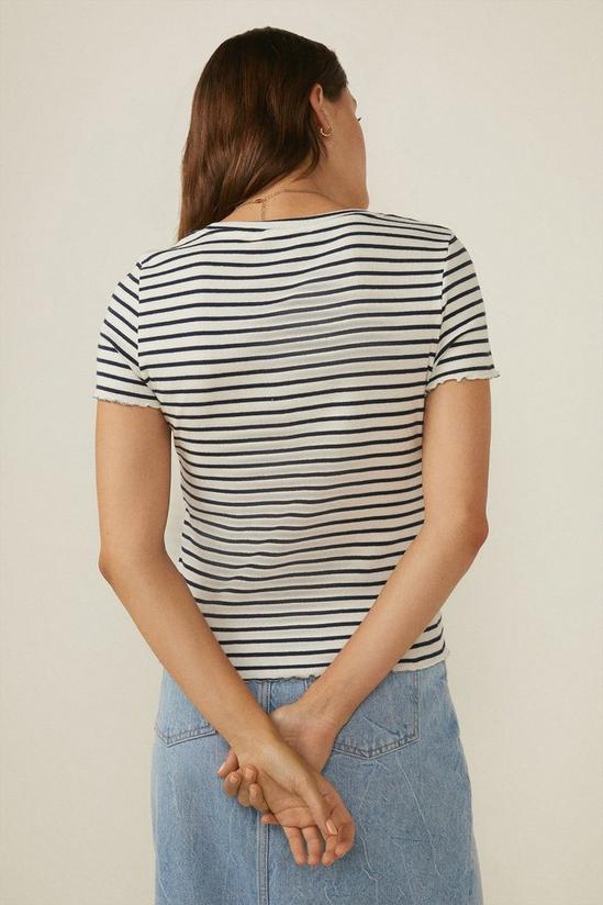Oasis Cotton Stripe Rib Scoop Neck T Shirt 3