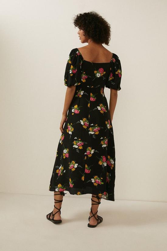 Oasis Bouquet Floral Puff Sleeve Midi Dress 3