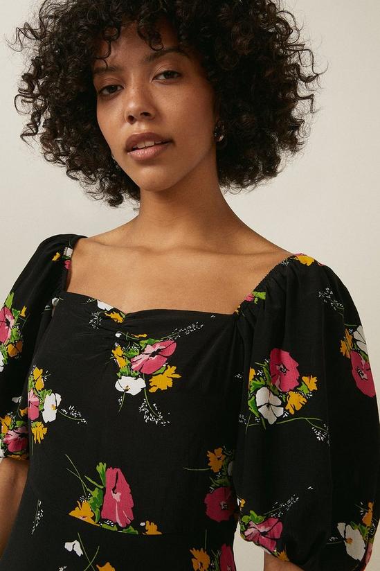 Oasis Bouquet Floral Puff Sleeve Midi Dress 4