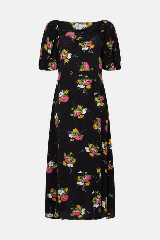 Oasis Bouquet Floral Puff Sleeve Midi Dress 5