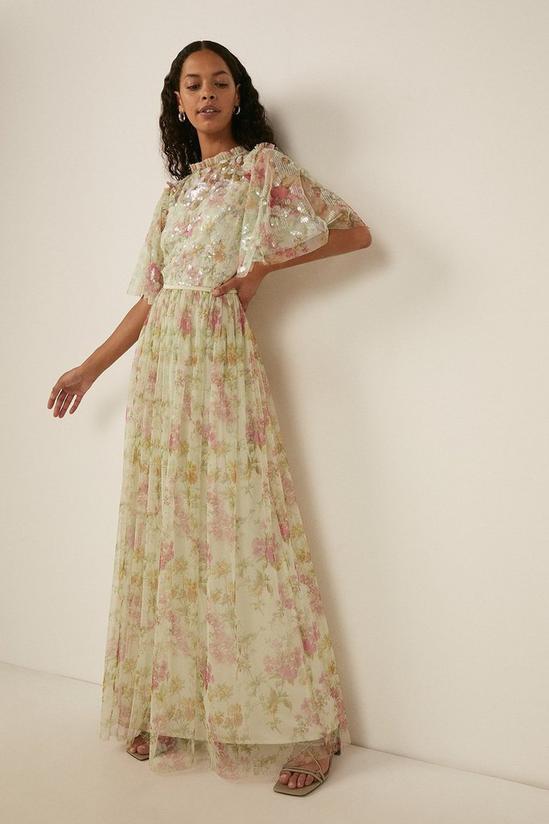 Oasis Embellished Muted Floral Maxi Dress 1