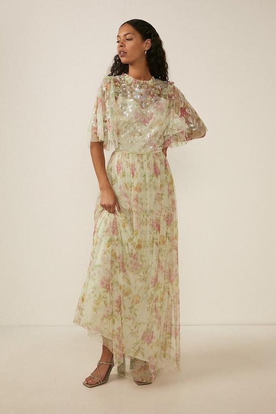 Oasis Embellished Muted Floral Maxi Dress 4