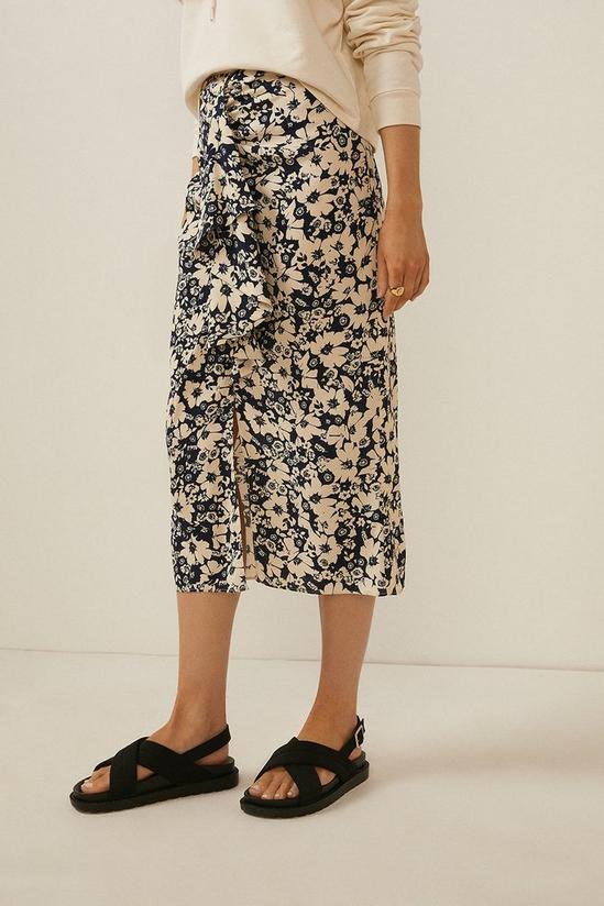 Oasis Pansy Floral Ruffle Front Skirt 2