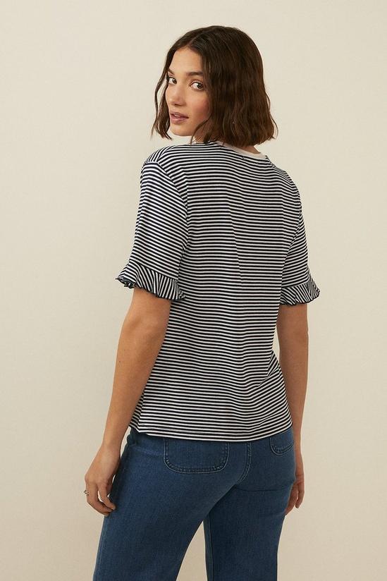 Oasis Embroidered Heart Stripe Frill Sleeve T Shirt 3
