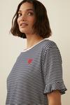 Oasis Embroidered Heart Stripe Frill Sleeve T Shirt thumbnail 4