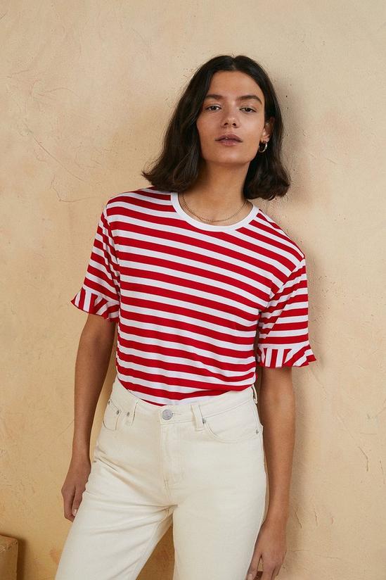 Oasis Stripe Frill Sleeve T Shirt 2
